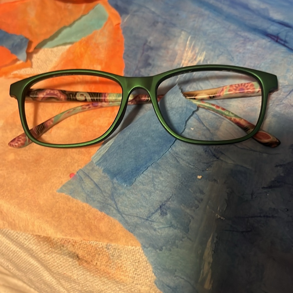 Green paisley eye glasses frames new